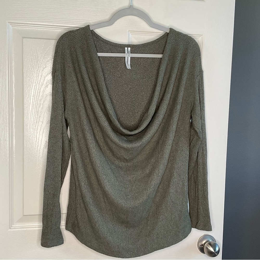 Anthro draped Cowlneck. Waffle imprint on material but super soft.
